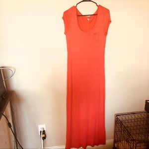 Long tangerine maxi dress